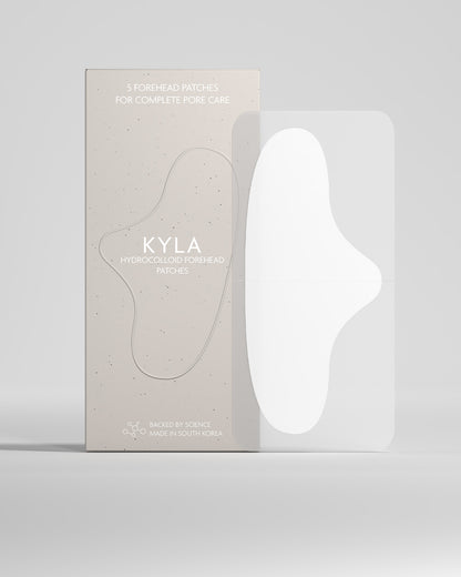 KYLA hydrocolloid forehead patches box with a forehead-shaped patch
