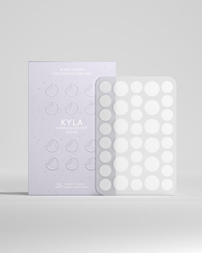 KYLA hydrocolloid spot patches pack with round pimple patch dots