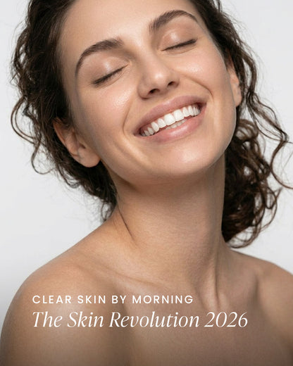 Smiling woman with clear skin: clear skin by morning with KYLA hydrocolloid patches