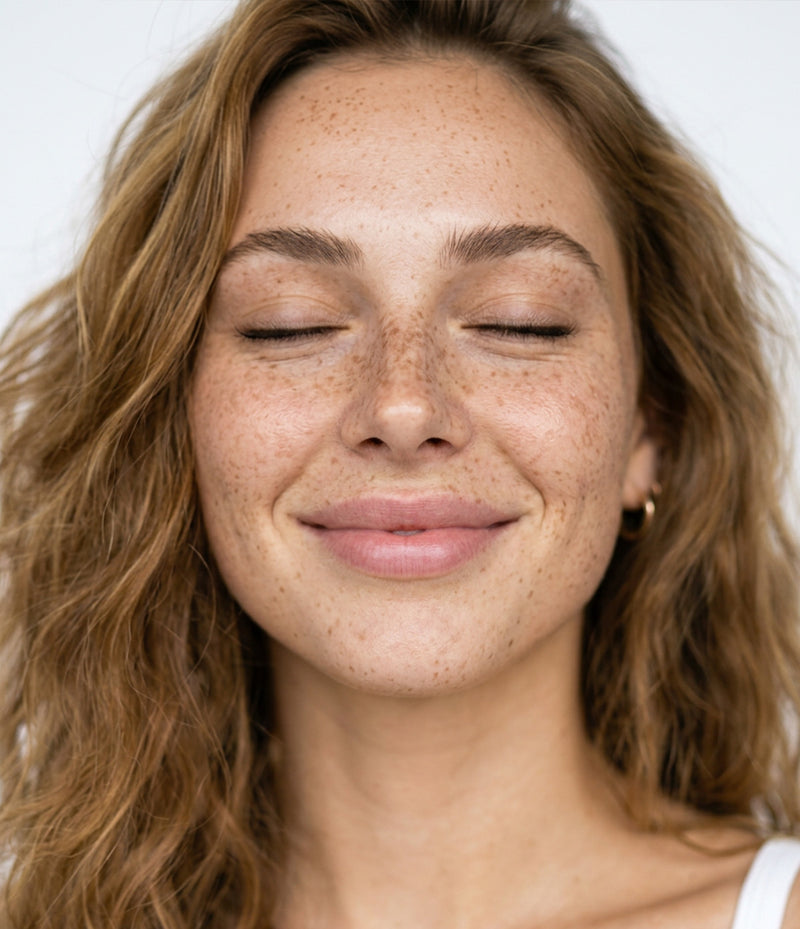 Smiling woman with smooth, even skin
