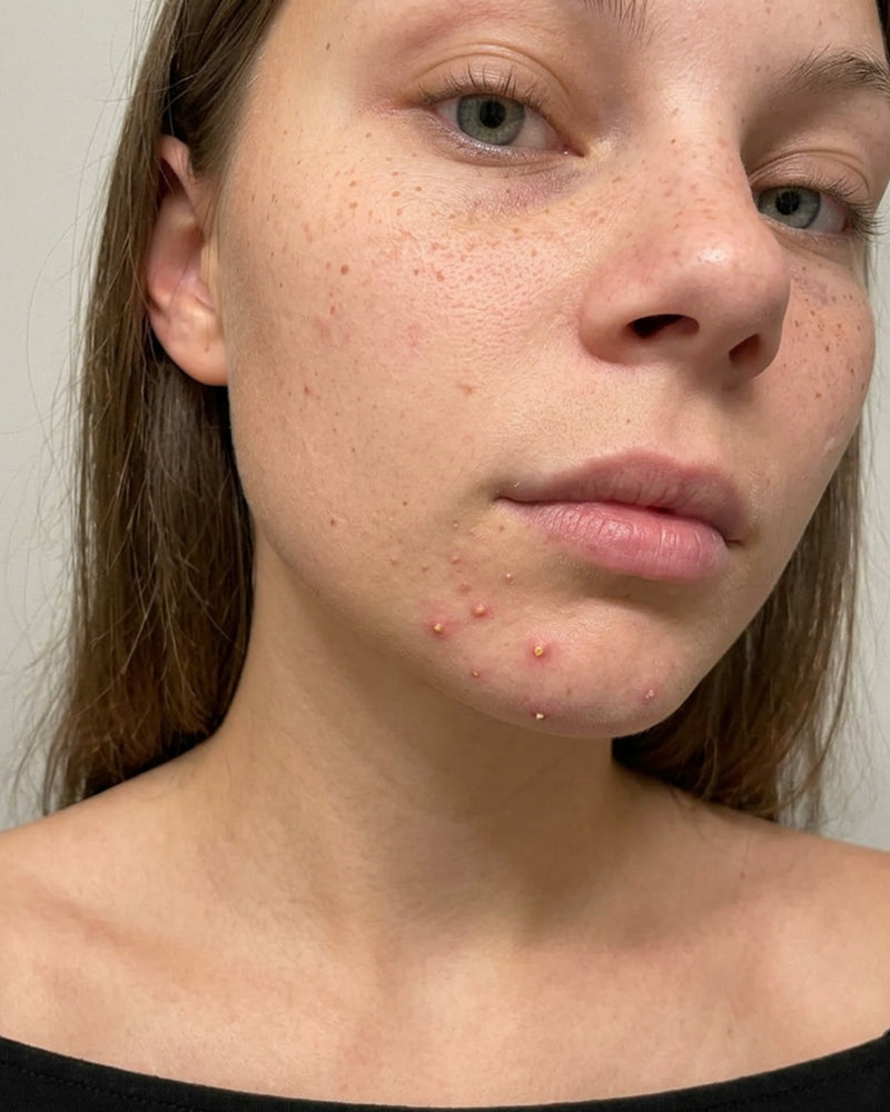 Before and after result with KYLA chin patches